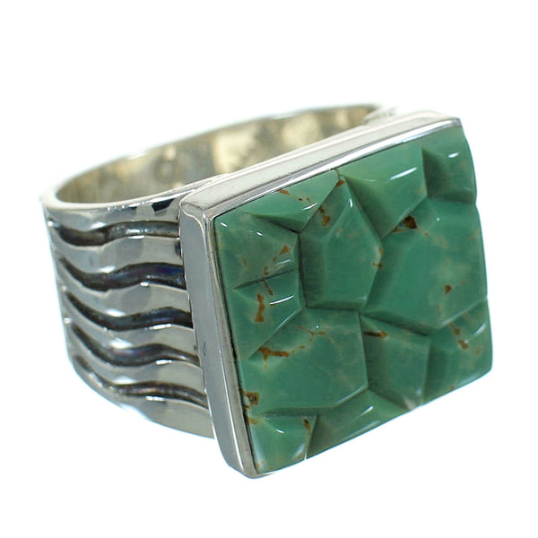 Turquoise Inlay Sterling Silver Southwestern Ring Size 7-3/4 QX69163